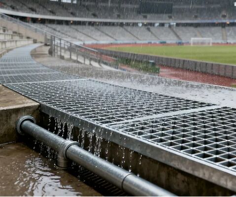 Zwaar uitgevoerde gegalvaniseerde stalen rooster met 15/20/30mm draagstaafafstand voor loopbrugplatforms