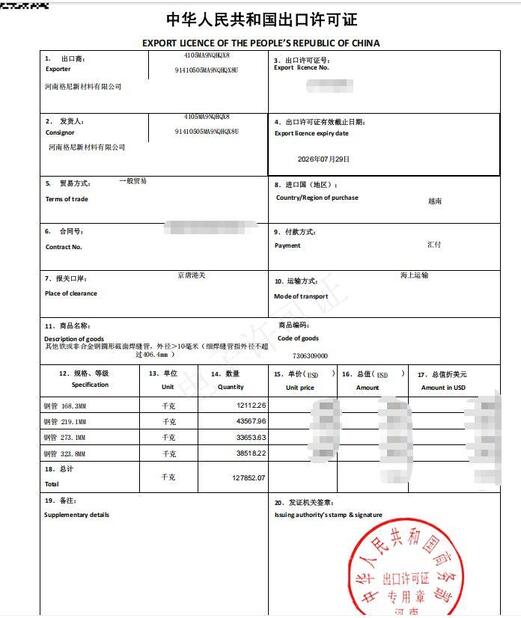 China Gnee Steel (tianjin) Co., Ltd certificaten